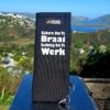A braai grid handle sleeve / sock - With the following saying on: "Gebore om te Braai. Gedwing om te werk"